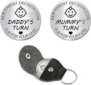 Nfyxcaz New Daddy Gifts New Mommy Gifts New Parent Decision Coin New Parent Pocket Hug New Parent Gifts, Silvery