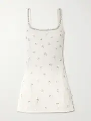 [Clio Peppiatt] Clio Peppiatt - Droplet Embellished Beaded Stretch-tulle Mini Dress - Ivory - x small x small Ivory