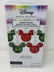 Mickey Mouse Blinking LED Light String White Disney Magic Holiday New 4982014