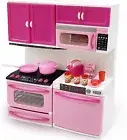 Modern Kitchen Mini Toy Playset with Lights and Sounds Stove Microwave and Oven