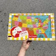 Vintage PLAYSKOOL Wood UNITED STATES MAP PUZZLE Original Box 1960 Complete