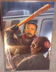 Walking Dead Negan vs Zombie Glossy Art Print 11 x 17 In Hard Plastic Sleeve