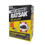 RATSAK Fast Action Bait Station 200g (4 x 50g RTU Bait Stations) - Rats & Mice