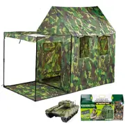 Large Army Play Tent with Military Toy Tank