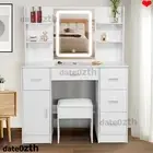 Dressing Table LED Makeup Mirror with LED Light Strip Stool Set Vanity Desk