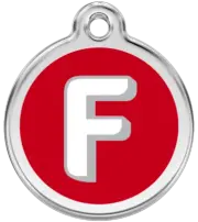 Red Dingo Alphabet "F" - Lifetime Guarantee - Cat, Dog, Pet ID Tag Engraved