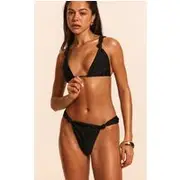 Black Ruched Knot Detail Triangle Bikini Top, Black