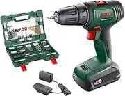 Bosch Home & Garden Cordless Drill Driver UniversalDrill 18 with 91 Piece V-Line Accessory Set (1 Battery, 18 V System, 1.5 Ah)