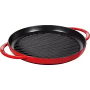 staub "Pure Grill Round Cherry 30cm" Grill Pan, Both Hands, Cast Metal, Enamel,