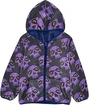 [GuoChe] Boys Winter Coats Sherpa Lined Happy Halloween Purple Skulls Toddler Boy Fleece Jacket Navy Blue Baby Girl Clothes