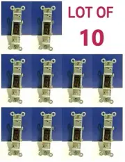 10-PK Leviton BROWN Single Pole AC QUIET TOGGLE LIGHT SWITCH 120V 15A NEW 1451-B