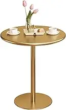 Gold Dining Table Modern Round Kitchen Table, Freestanding Breakfast Desk Pedestal Metal Table with Leg, Cocktail Pub Table for Bar Home Coffee Tea Bistro Table(48x62cm)