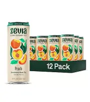 Zevia Organic Sugar Free Iced Tea Black Tea Peach 12 Ounce Cans Pack of 12