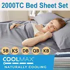 2000TC Bed Sheet Set Flat Fitted Pillowcase Single/Double/Queen/King Bed Linen