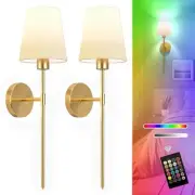 Battery Operated Wall Sconces Set of Two Wireless Wall Lights with 5200mAh Gold