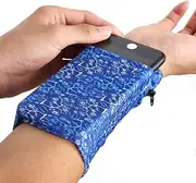 Linwnil 2 Pocket Wrist Wallet Wrist Cell Phone Holder, Ankle Wallet, Sweat Bands, Armband, Hidden Pouch, Wristlet Wallet for Travel, Running Pouch