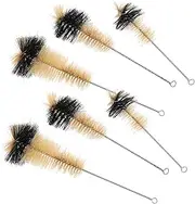 BAZEITFLOW 6Pcs Flask Cleaning Brush Durable Iron Handle Pig Hair Bristles for Lab Bottles Chemical Equipment and Safe Cleaning of Various Surfaces