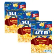 ACT II EXTREME BUTTER Flavor Microwave Popcorn 8.25 oz. 3 Bags 3 Boxes NOV 2024