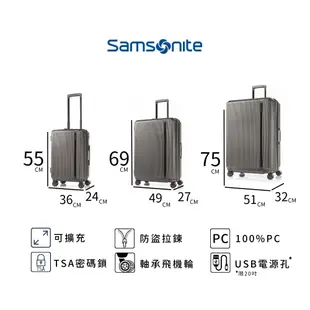 SAMSONITE 新秀麗 出國行李箱 可擴充行李箱 28吋 100%PC材質 防盜拉鍊-HJ8-MYTON 授權經銷商