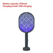 Fly Swatter Trap 2-In-1 Mosquito Racket Insect Killer USB Charging Protective Ne