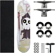 Sports Beginner Skateboard, (Cute Death Pattern) 31-inch Seven-Layer Maple Four-Wheel Professional Skateboard Suitable for Young Adults