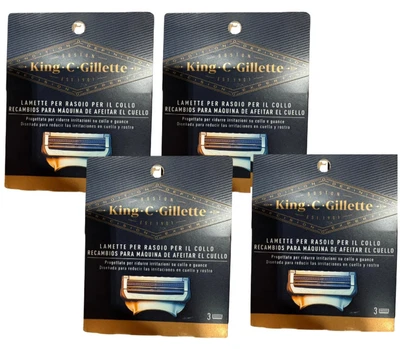 (4 Pack) King C. Gillette Neck Razor Blades Refill Cartridges 100% Brand New