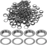 uxcell 12mm/1/2" Metal Eyelets, 150 Pcs Eyelets and Grommets Kit Leather Grommet Eyelet Tool for Fabric Shoes Clothes Curtains Belt DIY Project, Grey