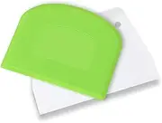 Plastic Dough Scraper Bench Scraper Flexible Bowl Scraper, Sharp Edge and Angles Dough Cutter, Anti-Slip Baking Spatula Scraper, Useful Kitchen Gadgets, 2 Pcs White and Green