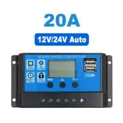 PWM 20A 12/24V Regulator Solar Charge Controller Solar Panel LCD Dual USB