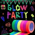 UV 6 Rolls Reactive Tape Blacklight Fluorescent Tape Glow in The Dark Neon Decor