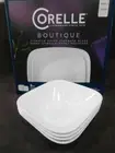 ❤️ NEW 12-pc CORELLE Square VIVID / PURE WHITE Dinnerware Set DINNER LUNCH BOWLS