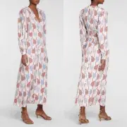 NEW NWT Isabel Marant Bagenia Crepe De Chine Midi Dress SIZE 34/US 2 MSRP $1,215