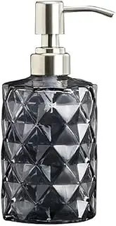 Home Hotel Soap Dispenser Refillable Liquid Soap Hand Sanitizer Transparent Glass Bottle Shampoo Lotion Bottle Set Sink Bathroom Stainless Steel Pump Soap Lotion Shower Dis(A)