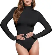[Caihoyu] long sleeve Sexy Tops for Women Womens Shapewear Bodysuit Cute Tops for Women Turtleneck Jumpsuit