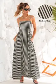 Cupshe Subtle Lines Striped Maxi Dress - M