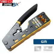RJ45 Crimp Tool Pass through Crimper Cutter for Cat6 Cat5 Cat5E 8P8C Modular Con