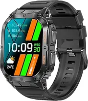 [findtime] 3D Military Smart Watche for Men Fitness Watch Bluetooth Call/Blood Oxygen/Blood Pressure/Sleep Monitor GPS Activity Motion Trajectory Tracker Calories Step Counter Compatible with ios and Android