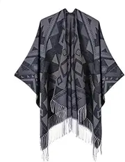 [Wvapzxx] Women's Tassel Split Cape Double Sided Imitation Cashmere Thickened Warm Large Cloak Blanket Autumn Ponchos