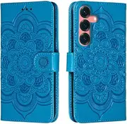 for Samsung Galaxy S25 Case Wallet with Card Holder Kickstand Magnetic Soft Leather Flip Fold Case for Samsung S25 Cover (Blue)