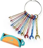 Mini Coloured Combination Spanner Set 10 Pieces 5/32 - 7/16 Inch Sizes Combination Spanner Set Fixed Wrench with 15° Angled Tool Set in Roll-On Bag