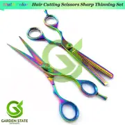 2Pcs Barber Thinning Scissors Hair Cutting Scissor Sharp Shears Multi-Color 6''