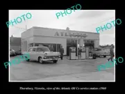 OLD POSTCARD SIZE PHOTO OF THORNBURY VICTORIA ATLANTIC OIL SERVICE STATION 1960