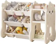 Kids Toy Organizer with Shelf, Kids Toy Shelf with 2 Large&5 Small Storage Bins,