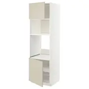 METOD hi cb f oven/micro w 2 drs/shelves, white/Havstorp beige, 60x60x200 cm