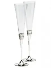 Wedgwood Vera Wang With Love Silver Toasting Champagne Flute Pair