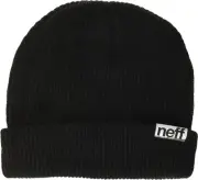 Neff Fold Beanie Hat for Men and Women One Size, Black