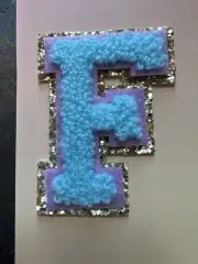 F STICKER LETTER PATCH from “Stuff" Stoney Clover Blue Gold Glitter