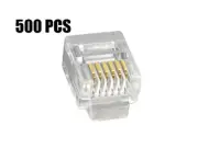 500 Pcs RJ12 (6P6C) Telephone Line Plug Connector Stranded Flat Wire Cable Gold