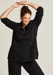 [Taking Shape] Taking Shape Funnel Neck Active Tunic Size 16 in Black, Cotton - Plus Size Women's Clothing Black