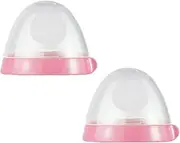 Bottle Caps and Collars Compatible for Comotomo Baby Feeding Bottles,Set of 2,Pink